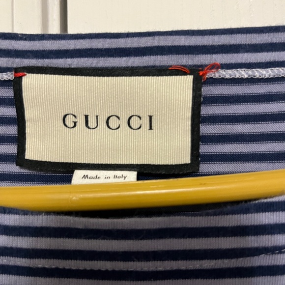 Gucci Men's orgasmigue Cotton Basque Shirt Border Tops Blue size xl. - Picture 2 of 7